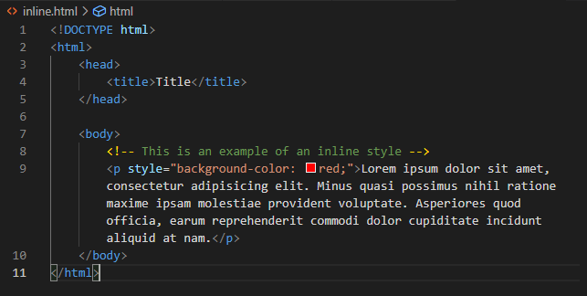 Example of an inline style